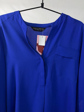 Royal Blue Flowy V-Neck Blouse