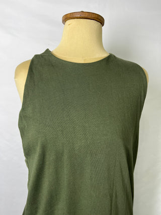 Cross-Back Olive Basic Dress