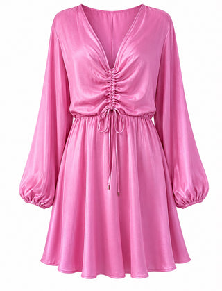 Blush Satin Ruched Mini Dress
