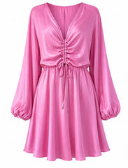 Blush Satin Ruched Mini Dress
