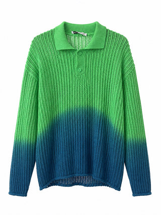 Ombré Open-Knit Polo