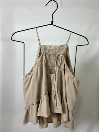Embroidered Coffee Cami Blouse