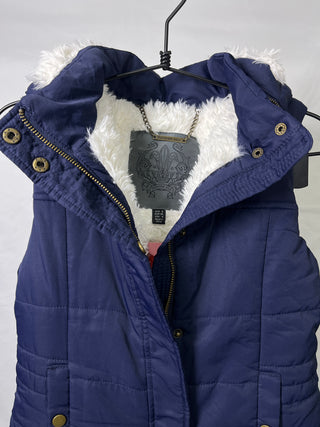 Navy Fur Hooded Vest