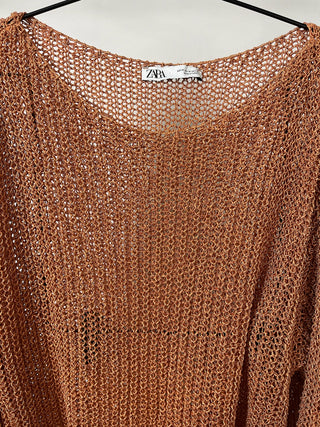 Pumpkin Spice Open-Knit Sweater