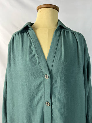 Sage Green Oversized Shirt Maxi Dress