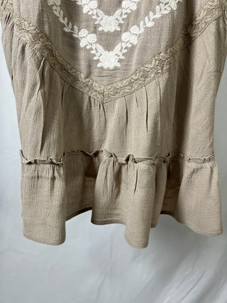 Embroidered Coffee Cami Blouse