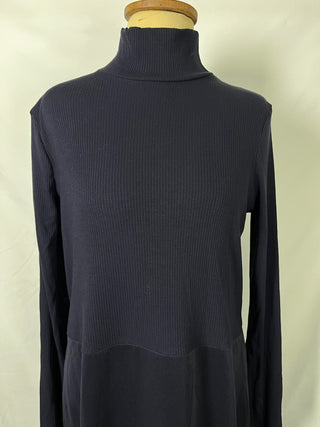 Half Ribbed Turtleneck Dress