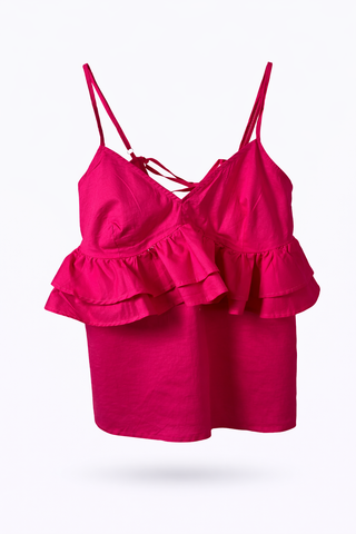 Hot Pink Ruffle Tie-Back Cami