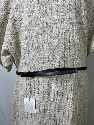 Textured Cream Dress with Belt