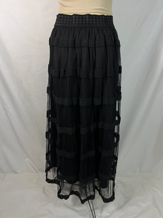 Sheer Lace Tiered Maxi Skirt