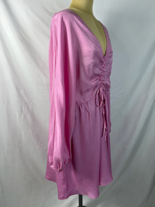 Blush Satin Ruched Mini Dress