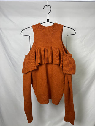 Ruffle Cold-Shoulder Knit