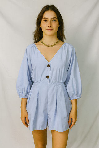 Periwinkle Poplin Romper