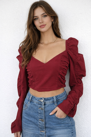 Ruffled Cropped Blouse