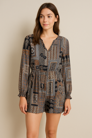 Boho Patchwork Romper