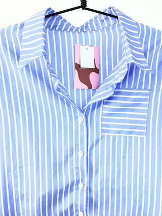 Sky Blue Striped Button-Down Shirt