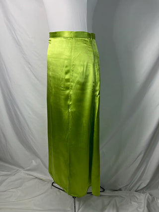 Lime Satin Slit Skirt
