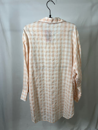 Peach Gingham Oversized Button-up