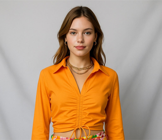 Middle Drawstring Cropped Top