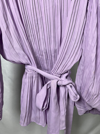 Lilac Pleated Blouse with Belt
