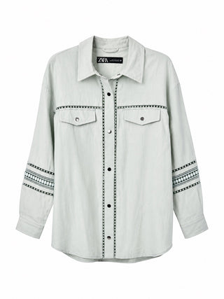 Minty Embroidered Utility Shirt