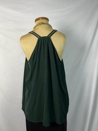 Emerald Green V-Neck Tank with Gold Trim