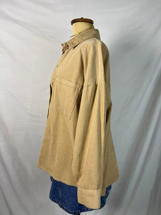 Light Camel Corduroy Button-Up