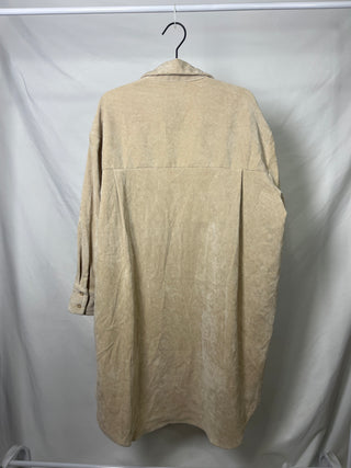 Soft Beige Longline Shirt Jacket