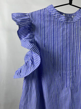 Pinstripe Ruffle Blouse