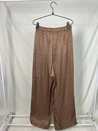Retro Diamond-Print Wide Leg Pants