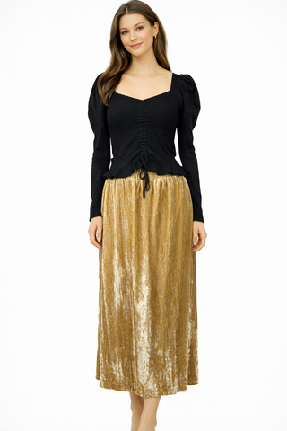 Golden Hour Velvet Maxi Skirt