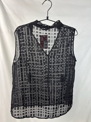 Sheer Geometric Sleeveless Blouse