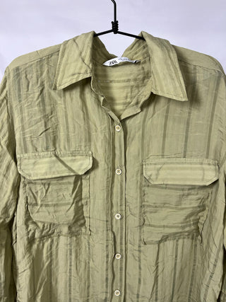 Olive Sheer Pocket Shirt