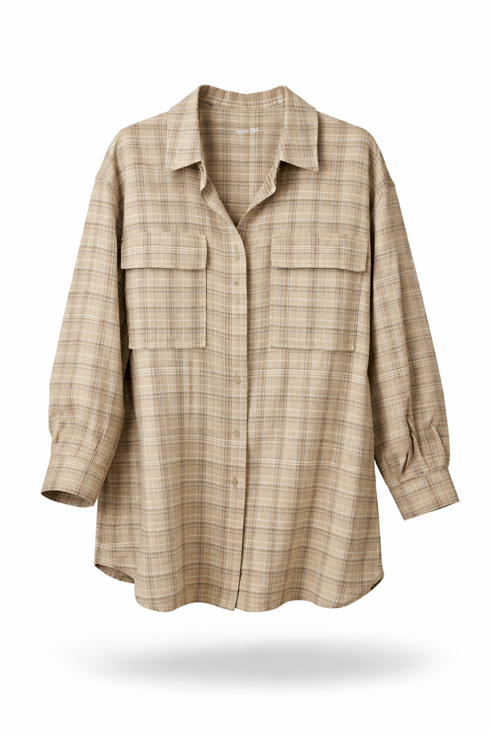 Plaid Linen Oversized Shirt Jacket