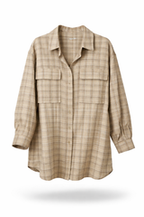 Plaid Linen Oversized Shirt Jacket