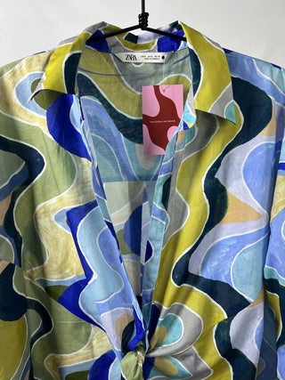 Swirly Tie-Front Button-up