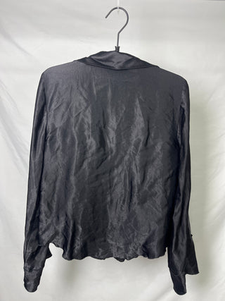 Satin Tie Black Blouse