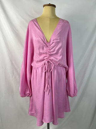Blush Satin Ruched Mini Dress