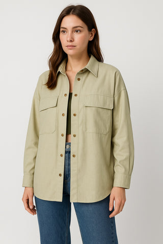Sage-Glow Utility Overshirt