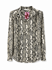 Snakeskin Print Button-Up Blouse