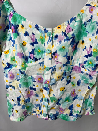 Cropped Floral Buttoned Blouse
