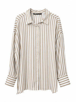 Satin Striped Oversized Shirt