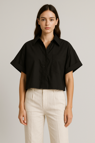 Cropped Button-Up Shirt