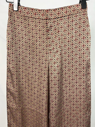 Retro Diamond-Print Wide Leg Pants