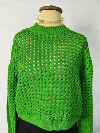 Open-Knit Cropped Sweater
