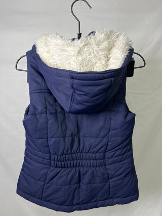 Navy Fur Hooded Vest