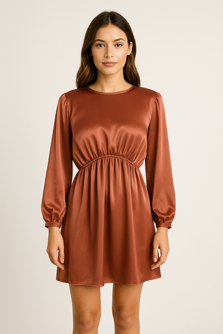 Gathered Satin Dress
