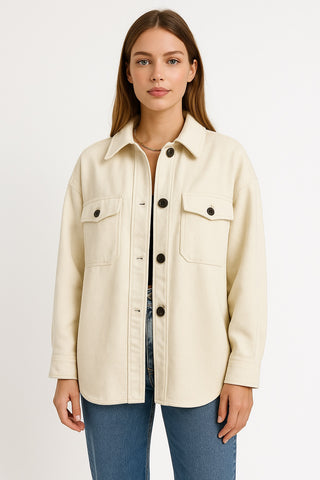 Cream Oversized Utility Jacket