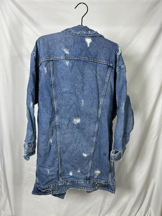 Distressed Long Denim Jacket