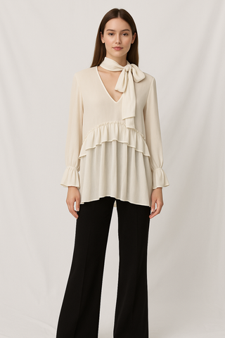 Chic Ruffle Tie-Neck